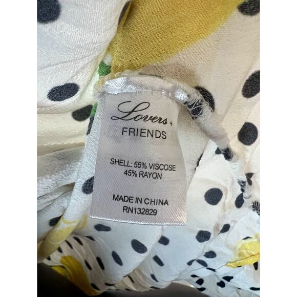 Lovers + Friends Mikayla Lemon Polka Dot Balloon Sleeve Wrap Blouse SZ S - Picture 8 of 11